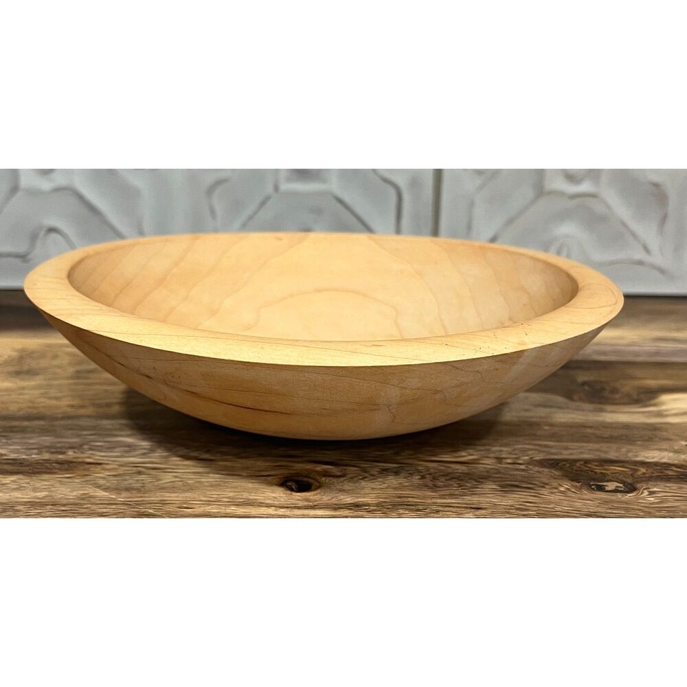 Hand Turned Maple Wood Bowl 8.5" Rustic Farmhouse Decor Fruit Snack Catchall